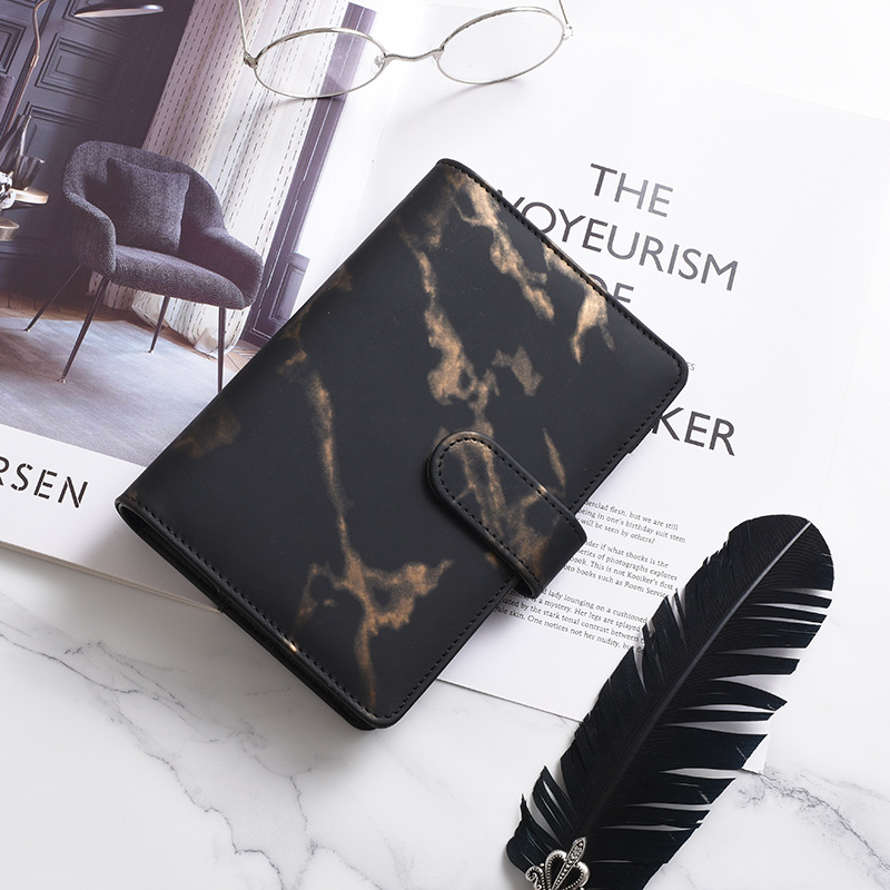 A6 Marbling color Notebook Binder PU Leather 6 Rings Notepad Spiral Loose Leaf Notepads Cover Diary Shell for Student Z11