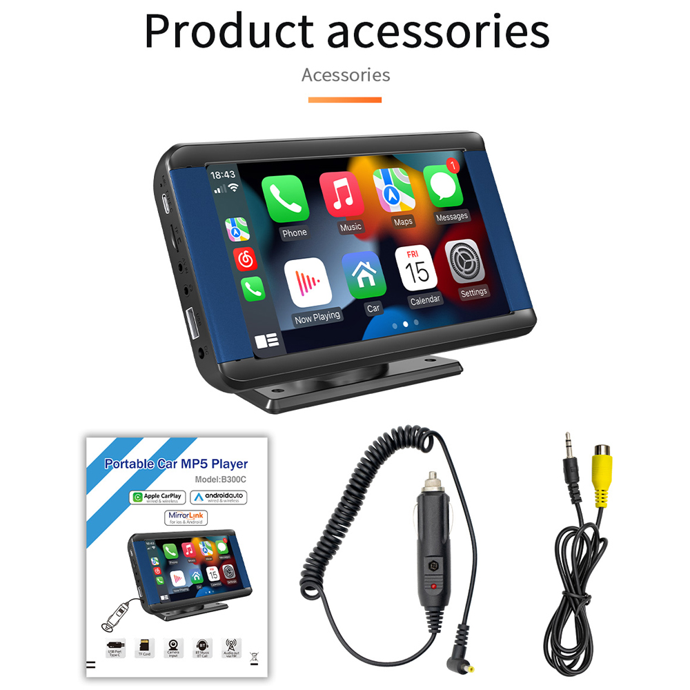 Universal 7 Inch Apple Carplay Car Screen for All Vehicles Wireless Android Auto Portable HUD AirPlay Mirrorlink