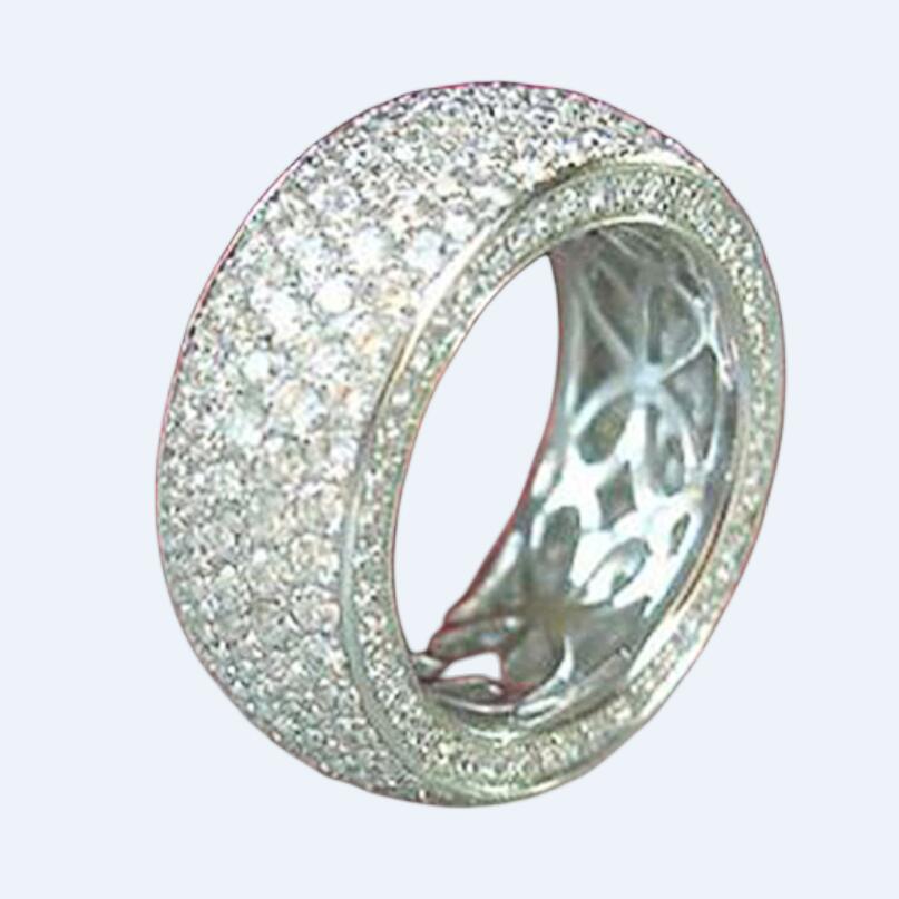 Hip Hop Wedding Band Sterg Sier Pave Topaz | CZ Dia Ring