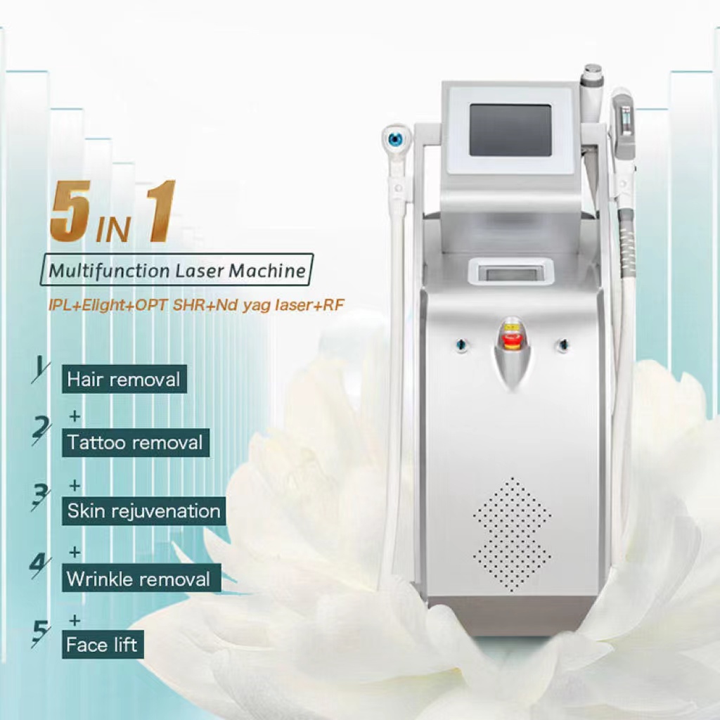5 in 1 Multifunction Laser Machine High Power 3000W Elight OPT IPL Hair Removal Pigment Treatment Beauty Equipment