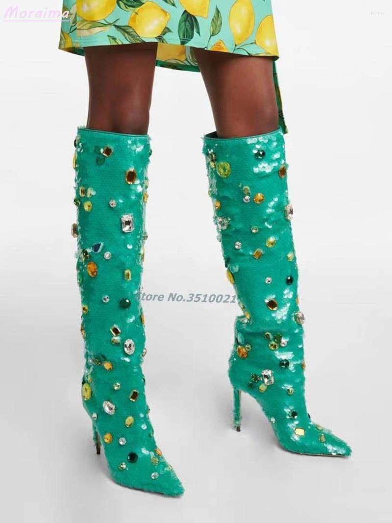 Boots Crystal Diamante Knee High Bling Luxury Pointed Toe Stiletto Heel Sexy Fashion Women Shoes Winter Slip On Runway, Green
Boots Crystal Diamante Knee High Bling Luxury Pointed Toe Stiletto Heel Sexy Fashion Women Shoes Winter Slip On Runway, Green