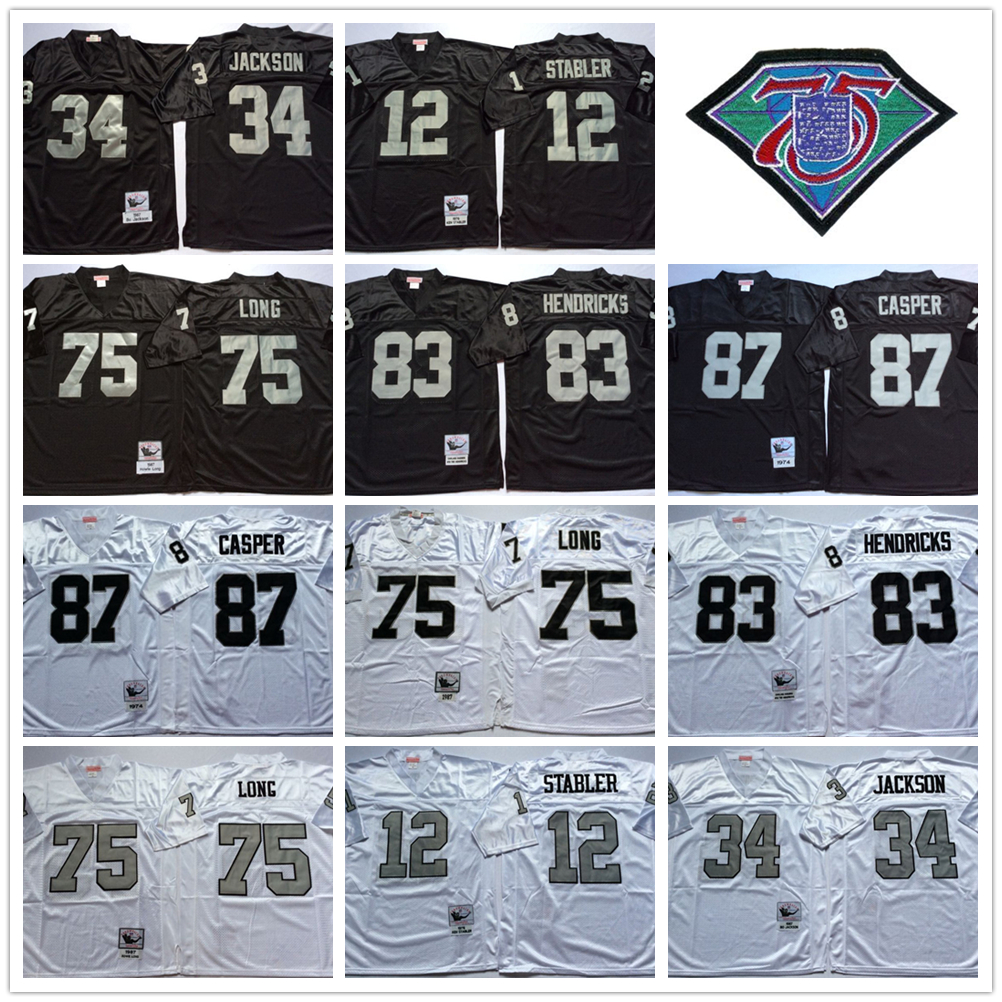 Throwback Football 75th Mitchell and Ness 34 Bo Jackson Jersey 12 Ken Stabler 75 Howie Long 82 AI Davis 83 Ted Hendricks 87 Dave Casper 1974 1976 1987 Vintage ncaa, Black
Throwback Football 75th Mitchell and Ness 34 Bo Jackson Jersey 12 Ken Stabler 75 Howie Long 82 AI Davis 83 Ted Hendricks 87 Dave Casper 1974 1976 1987 Vintage ncaa, Black