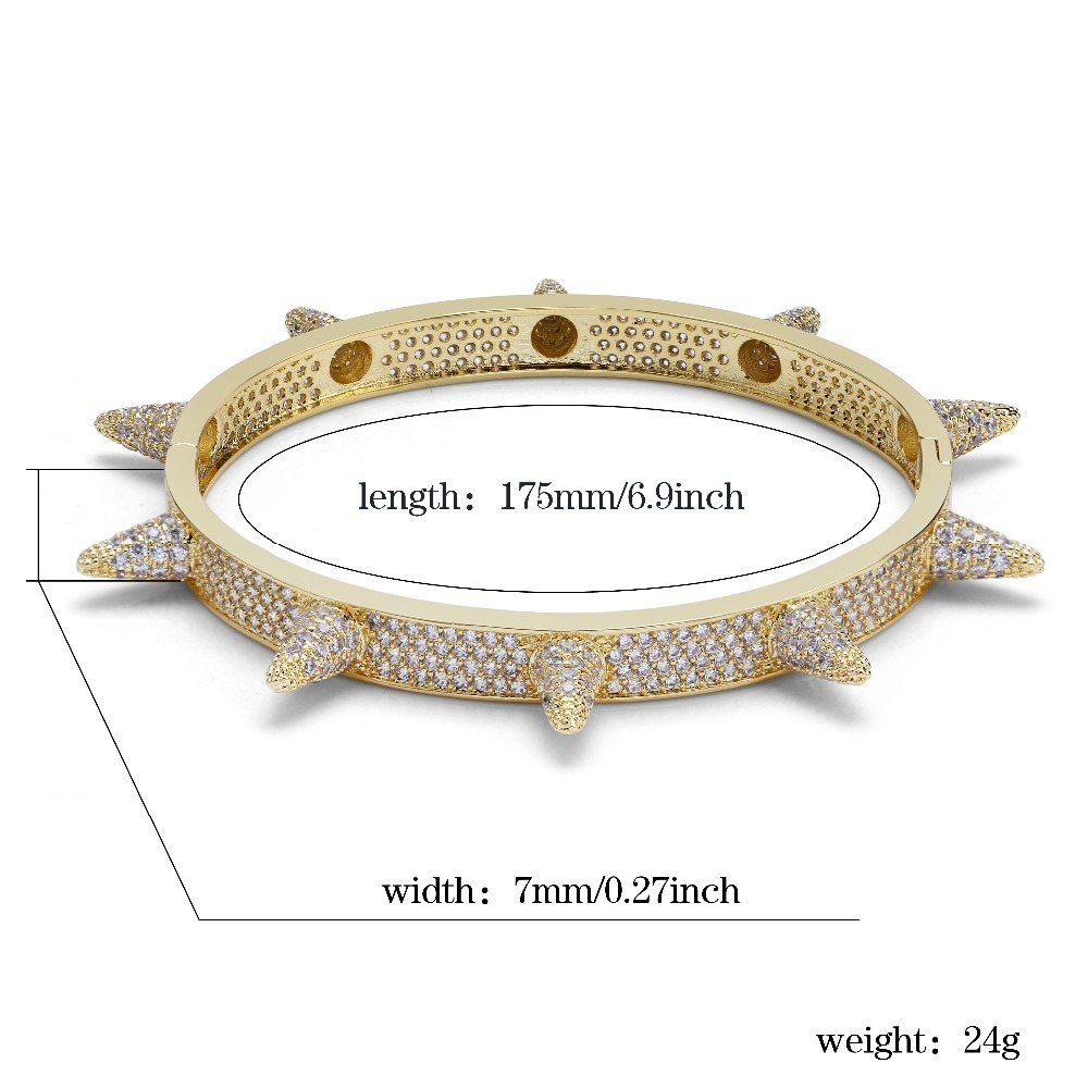 Charm Bracelets TOPGRILLZ Spikes Rivet Stud Mens Bangle Iced Out Gold Silver Color Hip HopPunk Gothic Bling Jewelry 221109