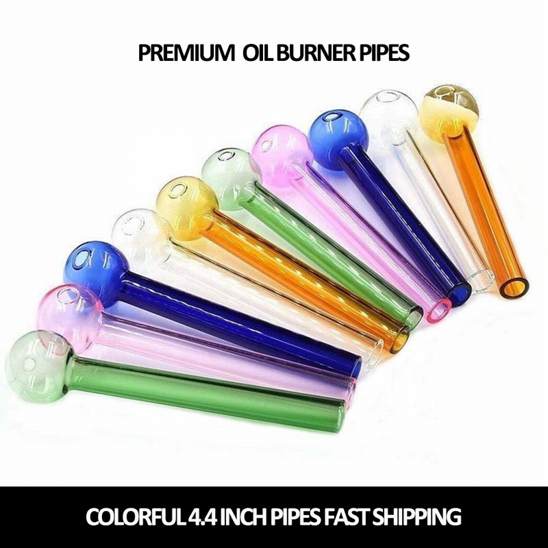 Pyrex glass oil burner pipe smoking accessories colorful clear color 4.4 inch transparent big tube nail tips bong