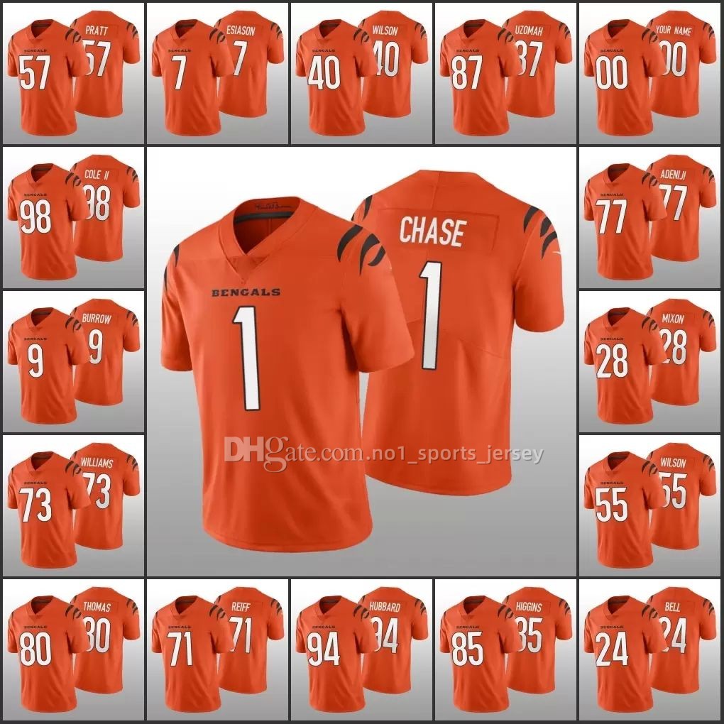 Jersey Cincinnati''Bengals''Men #1 Ja'Marr Chase 9 Joe Burrow 28 Joe Mixon 85 Tee Higgins''NFL''Women Youth Custom Orange Vapor Limited, Mens mh7
Jersey Cincinnati''Bengals''Men #1 Ja'Marr Chase 9 Joe Burrow 28 Joe Mixon 85 Tee Higgins''NFL''Women Youth Custom Orange Vapor Limited, Mens mh7