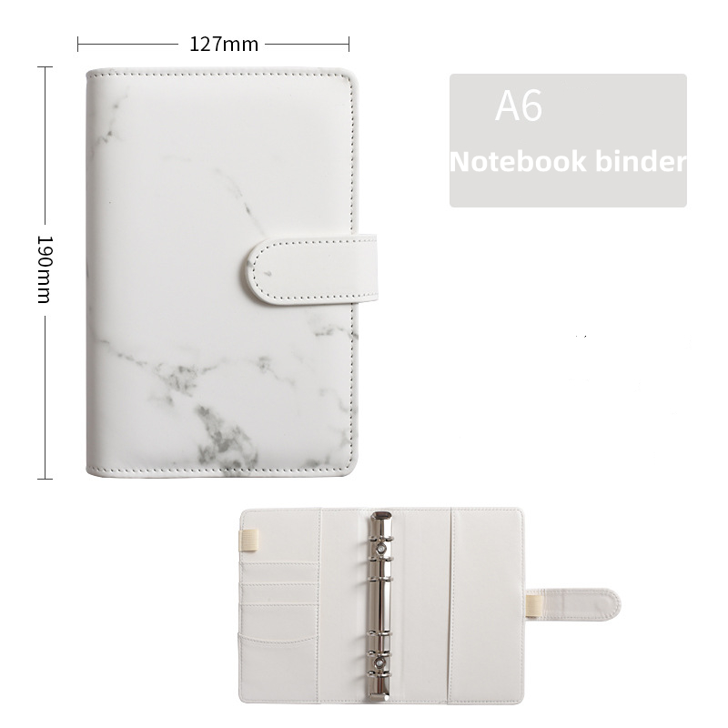 A6 Marbling color Notebook Binder PU Leather 6 Rings Notepad Spiral Loose Leaf Notepads Cover Diary Shell for Student Z11