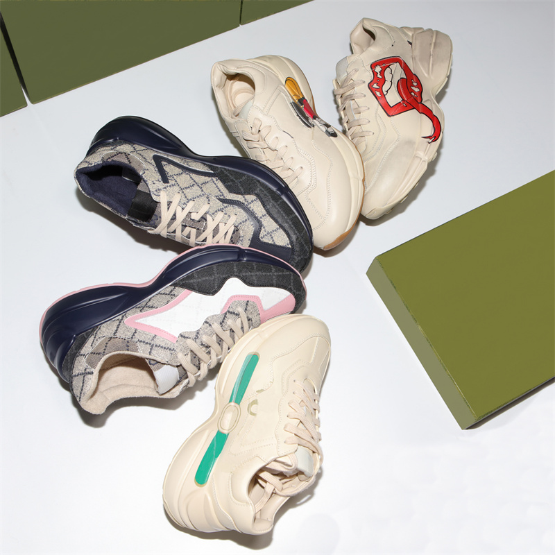 2023 Designer Sneakers Rhyton Casual Shoes Beige Men Trainers Luxury Chaussures Ladies Shoe Dad Platform Sneakerss