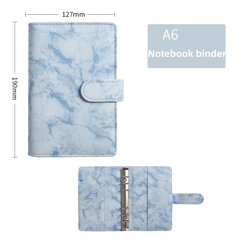 A6 Marbling color Notebook Binder PU Leather 6 Rings Notepad Spiral Loose Leaf Notepads Cover Diary Shell for Student Z11