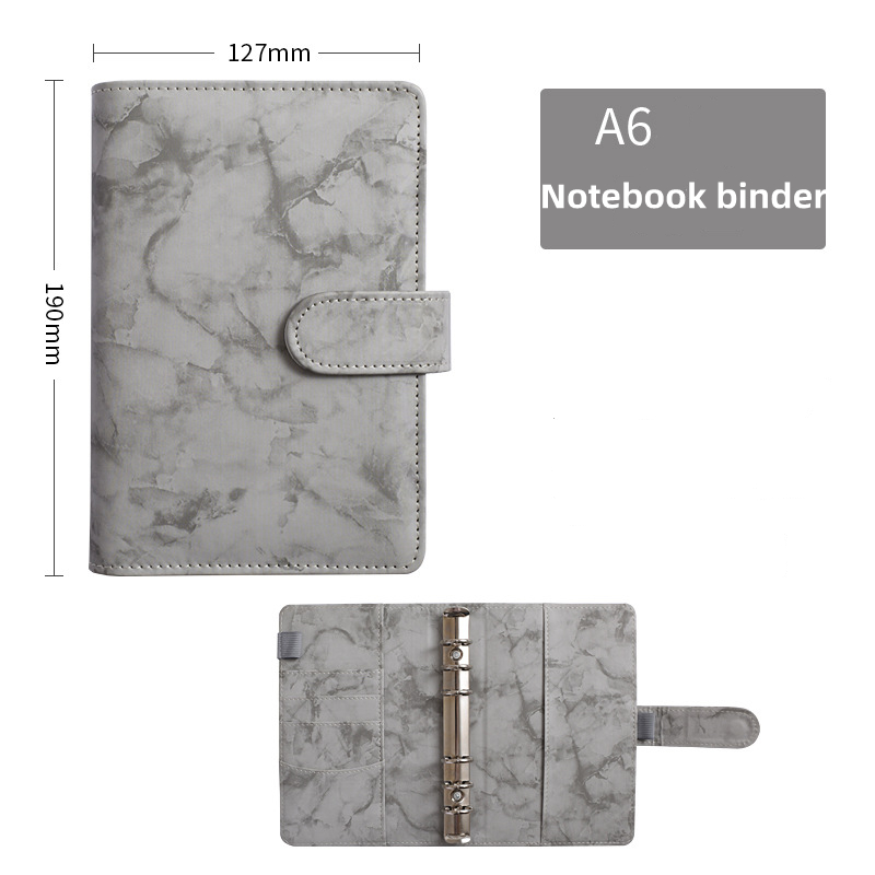 A6 Marbling color Notebook Binder PU Leather 6 Rings Notepad Spiral Loose Leaf Notepads Cover Diary Shell for Student Z11