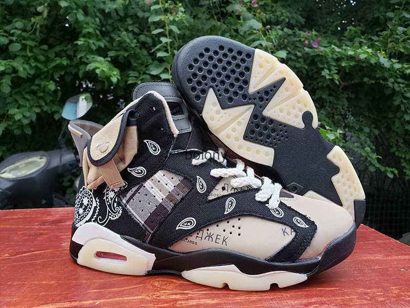 DMP J6 OG Cactus Jack Black Parachute Beige Paisley Cashew Men Basketball Shoes 6s Embroidered rope laces mens sneakers