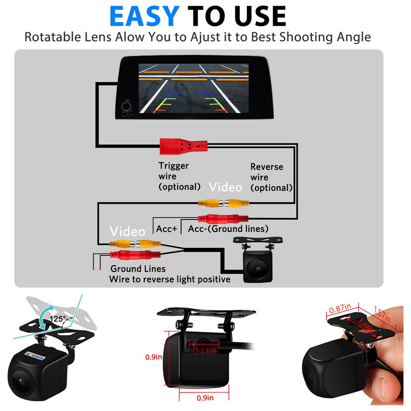 170 Degree Angle HD Auto Rear View Camera Car Back Reverse Camera Fish Eyes Night Vision HD Parking Assistance Camera