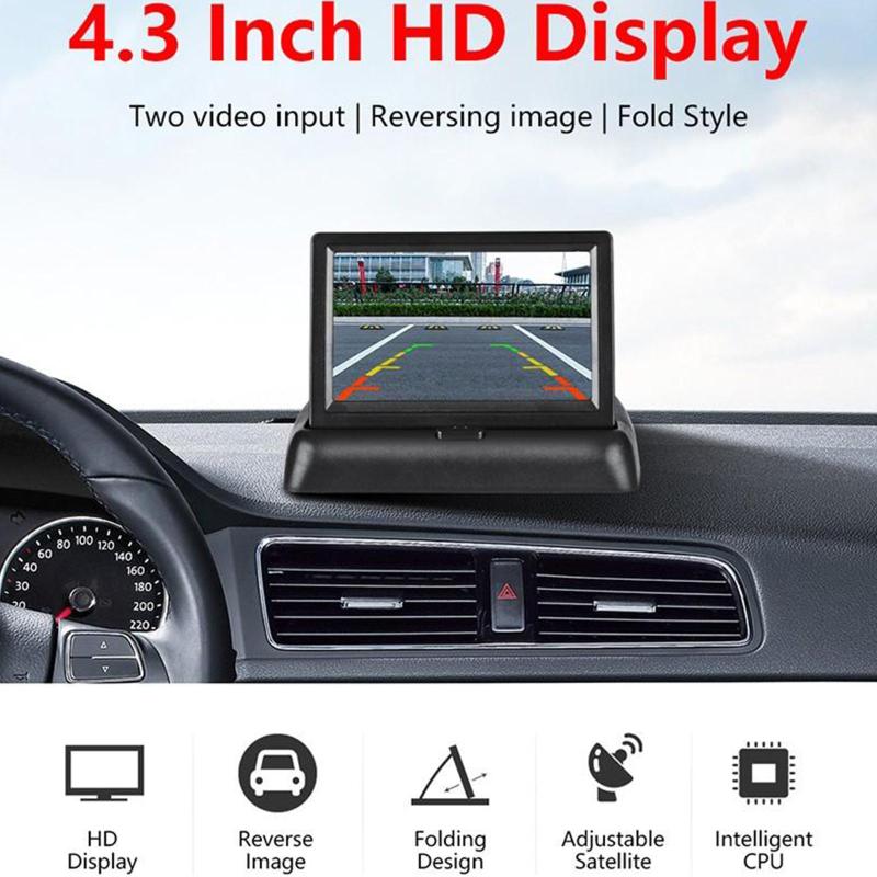 4.3 Inch TFT LCD Screen Car Monitor Rearview Reverse Parking Monitors With 2 channel Video Input Camera Optional