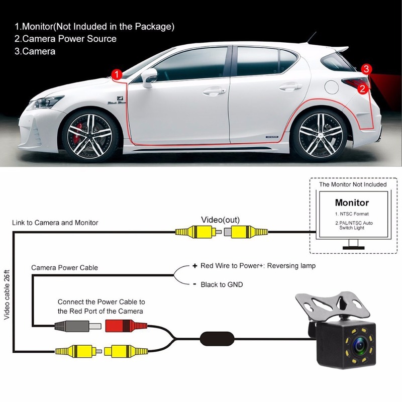 Car Rear View Camera Universal Backup Parking Camera 4/8/12 LED 8IR Night Vision Waterproof 170 Wide Angle HD Color Image