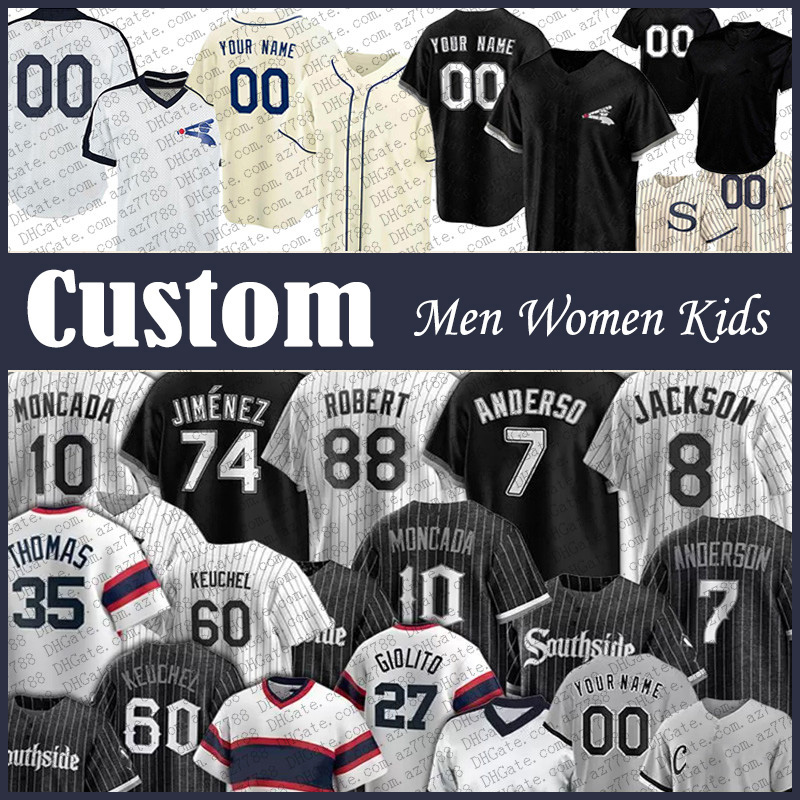 7 Tim Anderson 88 Luis Robert Custom Men Women Kids Chicago Baseball Jersey White Sox 10 Yoan Moncada 74 Eloy Jimenez 79 Jose Abreu 27 Lucas Giolito Lance Lynn Bo Jackson