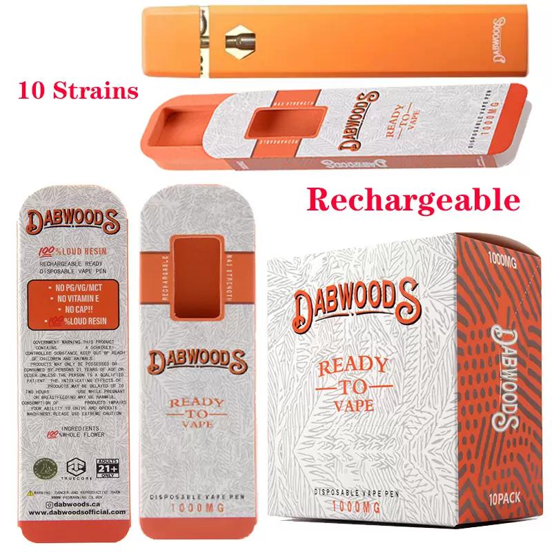 Dabwoods Rechargeable E Cigarette 10 strains Disposable Vape Pen 1ml 280mah Pod Disposables empy Oil Starter Kits Empty Carts Device Pods Vaporizer Pods
Dabwoods Rechargeable E Cigarette 10 strains Disposable Vape Pen 1ml 280mah Pod Disposables empy Oil Starter Kits Empty Carts Device Pods Vaporizer Pods