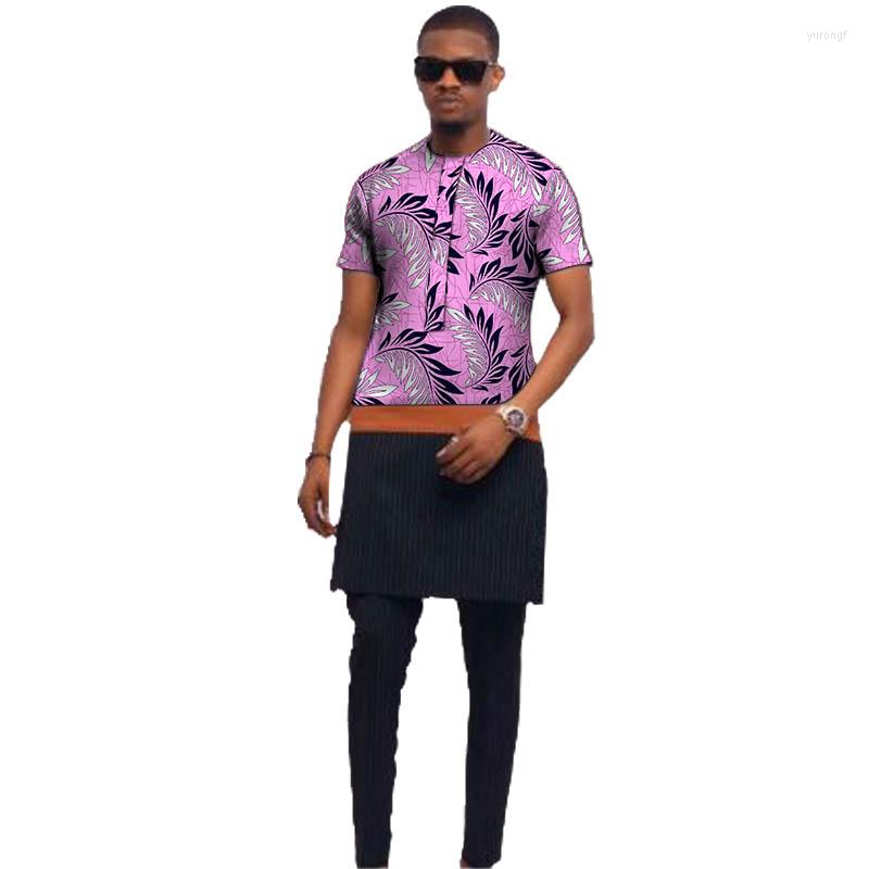 Men' Tracksuits Festive Print Men' Sets Patchwork Design Shirts With Solid Black Pants Short Sleeves Groom Suits African Wedding Party
Men' Tracksuits Festive Print Men' Sets Patchwork Design Shirts With Solid Black Pants Short Sleeves Groom Suits African Wedding Party
