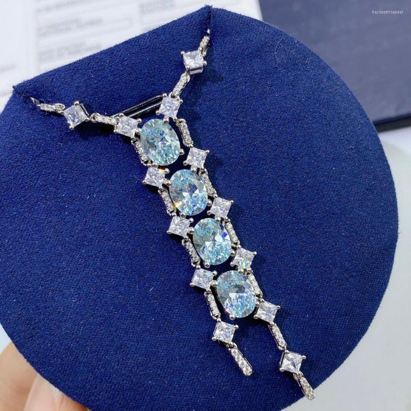 Pendant Necklaces Full Rhinestone Chain Crystal Oval Zircon Necklace S925 Sterling Silver Blue Diamond Long Tassel Choker For Women
Pendant Necklaces Full Rhinestone Chain Crystal Oval Zircon Necklace S925 Sterling Silver Blue Diamond Long Tassel Choker For Women