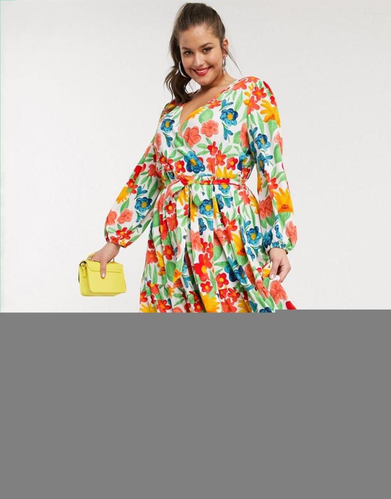 Plus Size Dresses Floral Print Bohemian Dress Long Sleeve Sashes Ruffle High Elastic Waist A-line Midi Elegant Spring Casual, Multi
Plus Size Dresses Floral Print Bohemian Dress Long Sleeve Sashes Ruffle High Elastic Waist A-line Midi Elegant Spring Casual, Multi