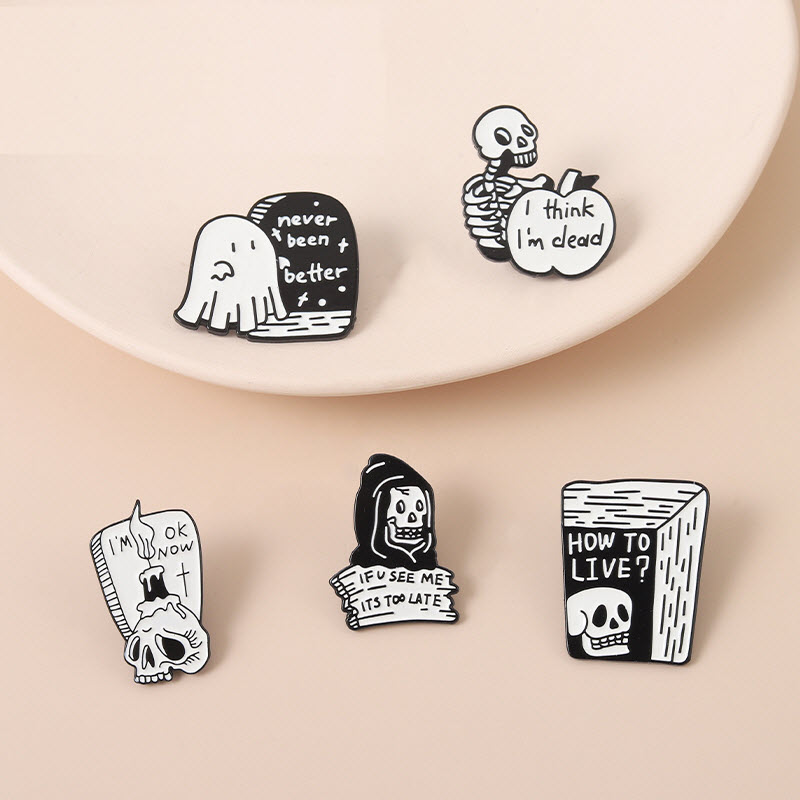 Black Humor Enamel Pins Custom Boo Ghost Quotes Brooches I Think I'm Dead I'M OK NOW Lapel Badges Gothic Punk Jewelry Gift 11 colors, Color #1
Black Humor Enamel Pins Custom Boo Ghost Quotes Brooches I Think I'm Dead I'M OK NOW Lapel Badges Gothic Punk Jewelry Gift 11 colors, Color #1