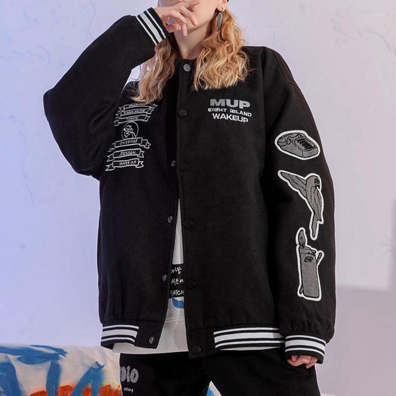 Women's Jackets Women Pocket Letter Print Button Bomer Coat Long Sleeves Casual Patchwork Loose Lady For 2022 Autumn Fashion, Black
Women's Jackets Women Pocket Letter Print Button Bomer Coat Long Sleeves Casual Patchwork Loose Lady For 2022 Autumn Fashion, Black