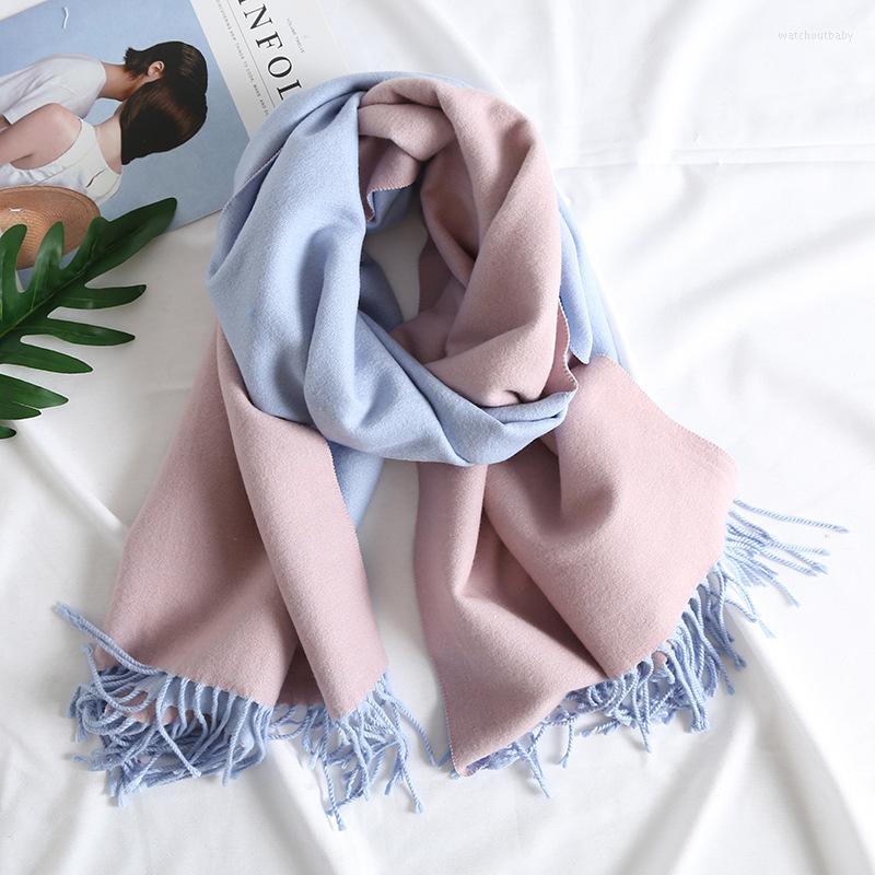 Scarves 22Wool Scarf For Women Double-Sided Two-Color Fringed Neckerchief Autumn Winter Shawl Men's And Women's Foulard
Scarves 22Wool Scarf For Women Double-Sided Two-Color Fringed Neckerchief Autumn Winter Shawl Men's And Women's Foulard