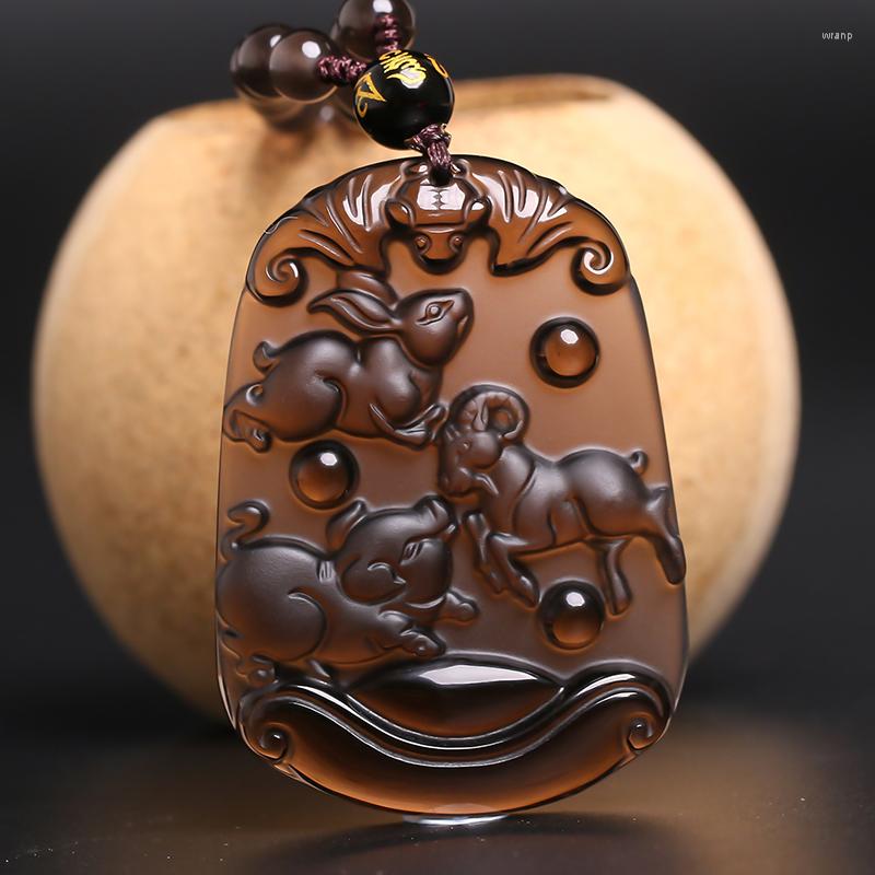 Pendant Necklaces Natural Stone Obsidian Triad Noble Pendants Jewelry Couple Zodiac Is Wearing Sheep Rabbits Women Necklace
Pendant Necklaces Natural Stone Obsidian Triad Noble Pendants Jewelry Couple Zodiac Is Wearing Sheep Rabbits Women Necklace