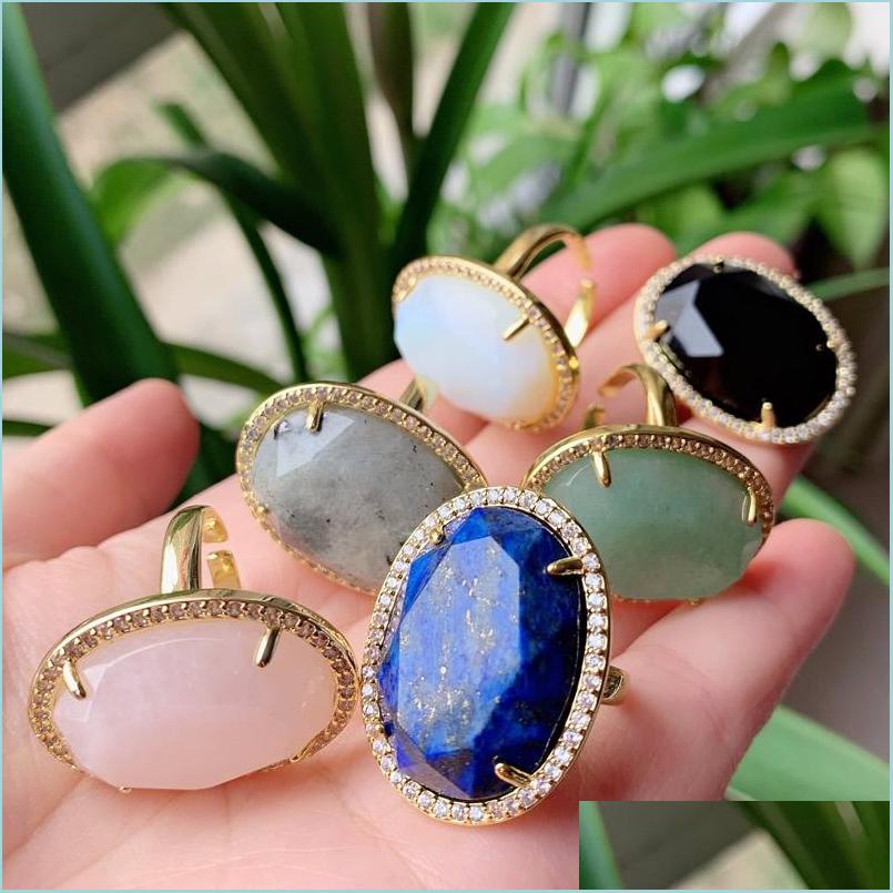 Cluster Rings Natural Agates Rhinestone Crystal Ring Pink Quartz Lapis Labradorite Opal Stone Opening Cuff Rings Women Party Wedding Dhjki
Cluster Rings Natural Agates Rhinestone Crystal Ring Pink Quartz Lapis Labradorite Opal Stone Opening Cuff Rings Women Party Wedding Dhjki