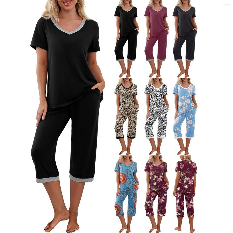 Women' Two Piece Pants Thorn Tree Summer 2 Set Women Solid/floral/leopard Short Sleeve V-neck T-shirts Matching Sets Loungewear Outfits
Women' Two Piece Pants Thorn Tree Summer 2 Set Women Solid/floral/leopard Short Sleeve V-neck T-shirts Matching Sets Loungewear Outfits