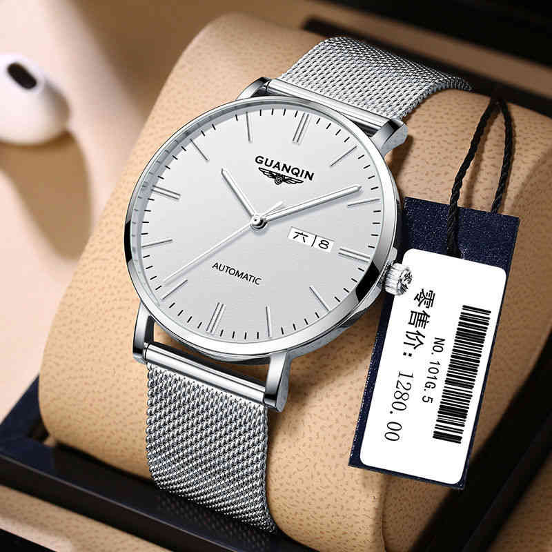 Swiss Guanqin New Automatic Mechanical Watch Hollow out Waterproof Fashion Simple Luminous Steel Band Men's, Mesh belt type fine steel white surface
Swiss Guanqin New Automatic Mechanical Watch Hollow out Waterproof Fashion Simple Luminous Steel Band Men's, Mesh belt type fine steel white surface