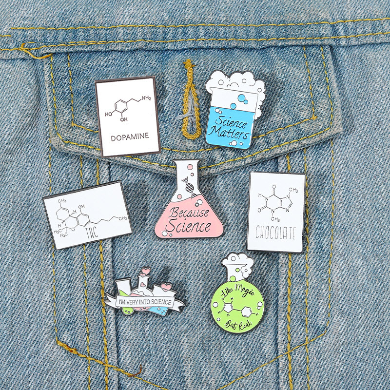 

I'm Very Into Science Enamel Pins Custom Molecular Brooches Like Magic But Real Lapel Badges Scientist Jewelry Gift for Friends, Pick colors and quantity