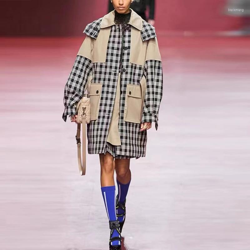 Women' Trench Coats 22 Autumn Women Windbreaker Jacket Shawl Hoodie Belt Color Blocking Plaid Pockets Khaki Black Fashion Loose Outwear
Women' Trench Coats 22 Autumn Women Windbreaker Jacket Shawl Hoodie Belt Color Blocking Plaid Pockets Khaki Black Fashion Loose Outwear