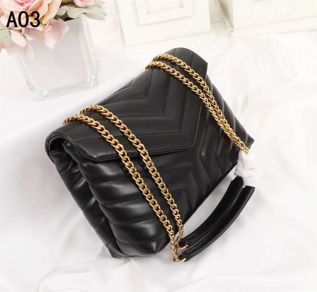 High Quality real leather bags messenger designer handbags LOULOU stripe square fat Metal chain bag womens handbag large-capacity Buckles, Black silver
High Quality real leather bags messenger designer handbags LOULOU stripe square fat Metal chain bag womens handbag large-capacity Buckles, Black silver