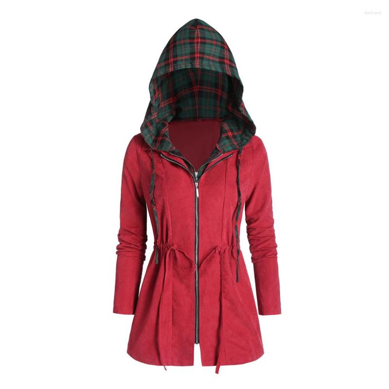 Women's Jackets Women Hooded Plaid Drawstring Coat Autumn Winter Zipper High Waist Female Jacket Red Thick Warm Outwear Tops, Red wine
Women's Jackets Women Hooded Plaid Drawstring Coat Autumn Winter Zipper High Waist Female Jacket Red Thick Warm Outwear Tops, Red wine