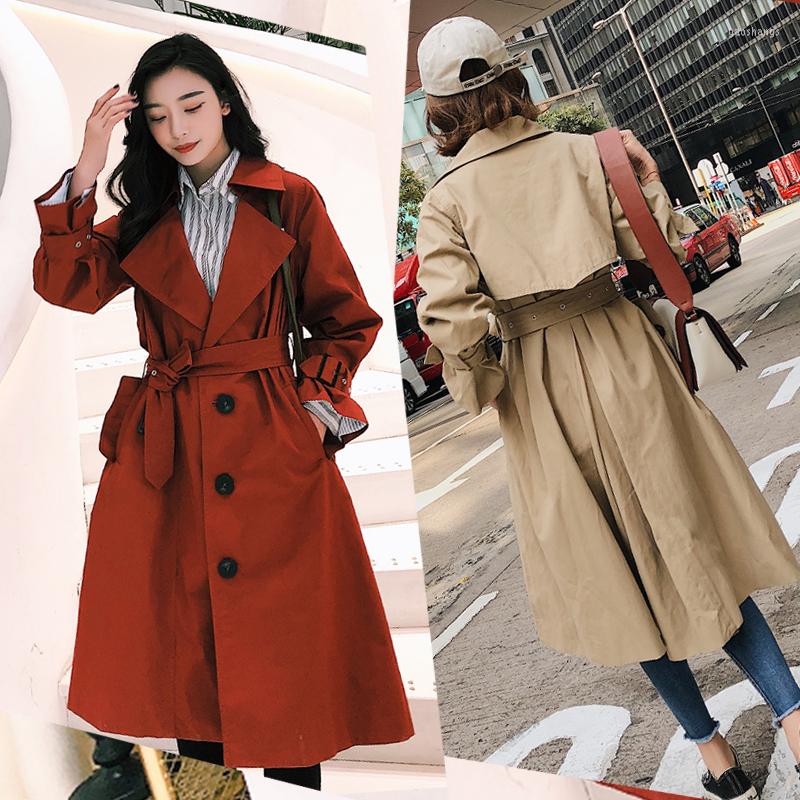 Women' Trench Coats Women Medium Long Solid With Belt Female Loose Single Breasted Coat Full Sleeve OL Korean Style Lightweight Autumn, Khaki
Women' Trench Coats Women Medium Long Solid With Belt Female Loose Single Breasted Coat Full Sleeve OL Korean Style Lightweight Autumn, Khaki