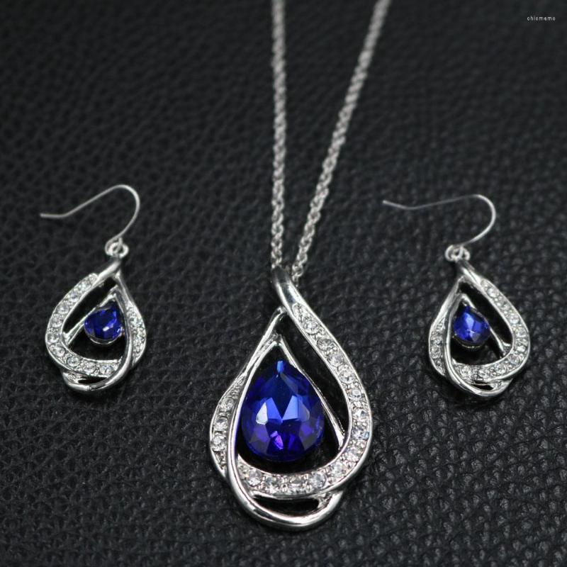 Necklace Earrings Set Silver Plated Royal Blue Teardrop Crystal Pendant Women Wedding Party Costume Accessories, Picture shown
Necklace Earrings Set Silver Plated Royal Blue Teardrop Crystal Pendant Women Wedding Party Costume Accessories, Picture shown