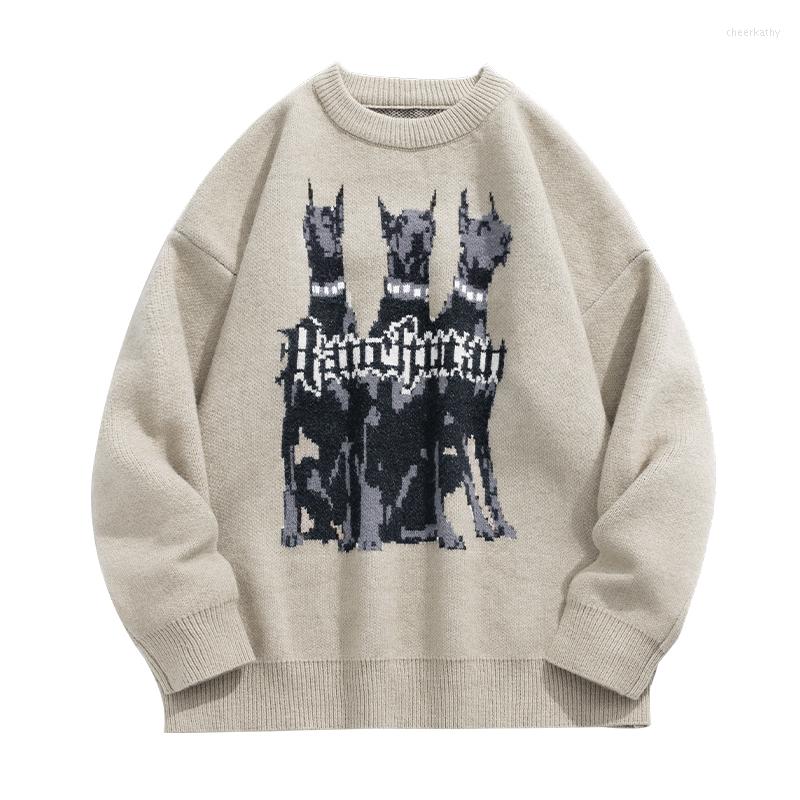 Men's Sweaters Autumn Sweatercoat Men And Women Doberman Jacquard Jumpers Fashion Korean Street Causal Knitwear Pullovers Clothing Tops Male, Khaki 
Men's Sweaters Autumn Sweatercoat Men And Women Doberman Jacquard Jumpers Fashion Korean Street Causal Knitwear Pullovers Clothing Tops Male, Khaki