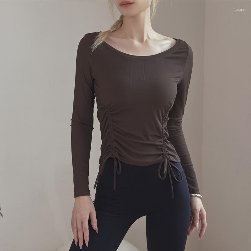 Active Shirts Women Fitness Jersey Gym Long Sleeve Elastic Yoga Crop Top Slim Running Workout T-shirt Side Drawstring Sport Tees, Blue
Active Shirts Women Fitness Jersey Gym Long Sleeve Elastic Yoga Crop Top Slim Running Workout T-shirt Side Drawstring Sport Tees, Blue