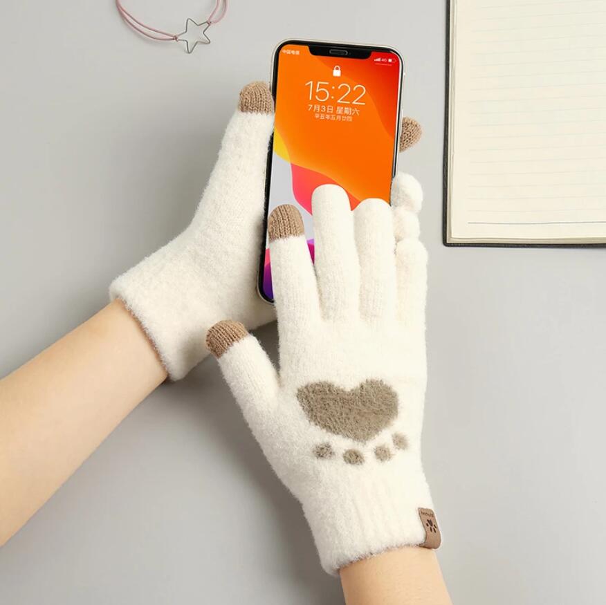 Autumn Winter Women's Gloves Screen Cat Paw Pattern Warm Split Finger Glove Fleece Outdoor Cycling Driving Cold-Proof Glove
Autumn Winter Women's Gloves Screen Cat Paw Pattern Warm Split Finger Glove Fleece Outdoor Cycling Driving Cold-Proof Glove