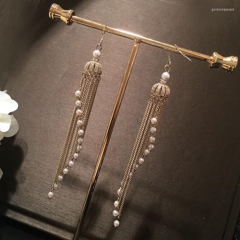 Dangle Earrings Korean Fashion Long Rotating Pearl Tassel Crown Super Feminine Elegant Lady 
Dangle Earrings Korean Fashion Long Rotating Pearl Tassel Crown Super Feminine Elegant Lady