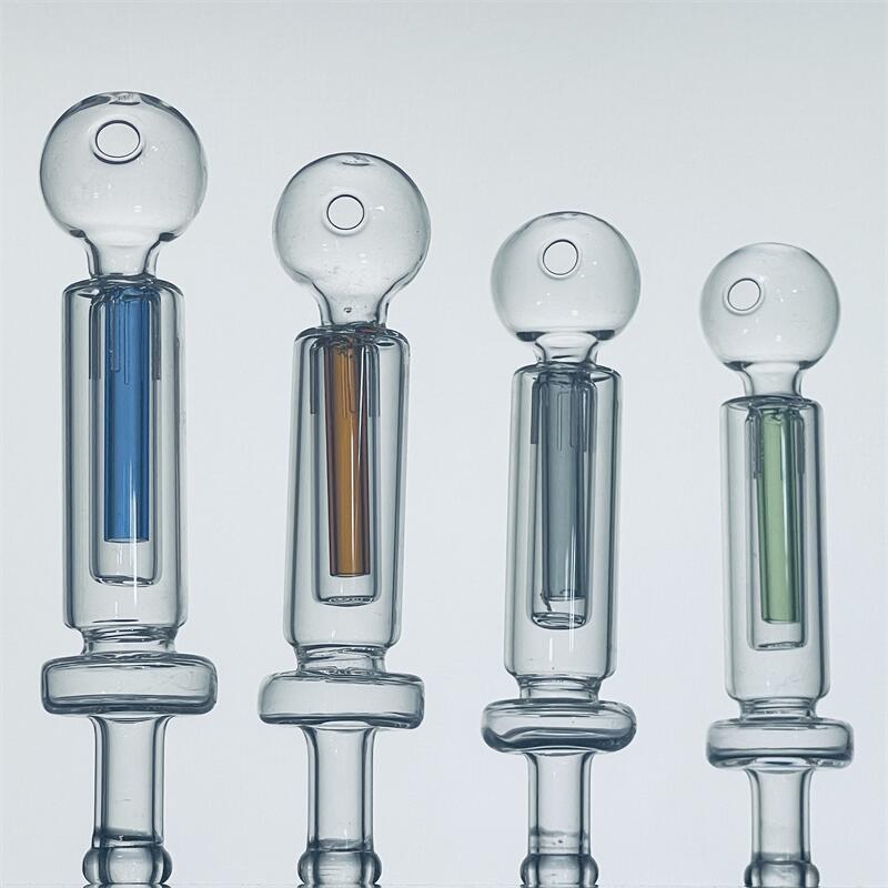 High Quality 14cm Hookahs Glass pipes Oil Burner Bong Straw Oil Rgs Micro NC Set Smoking Water Pipe with OD 30mm Ball