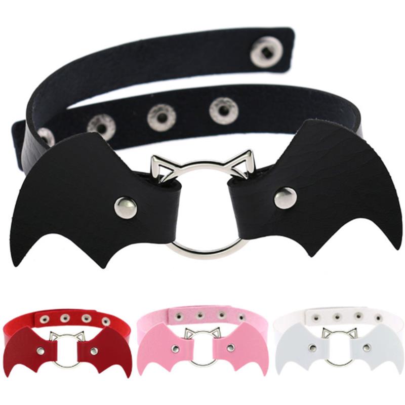 

Sexy Costumes Novelty Toy Punk Goth Harajuku Cosplay PU Leather Lingerie Harness Bat Choker Necklace For Sexy Women Bdsm Bondage Gear Neckla, Mixed colors