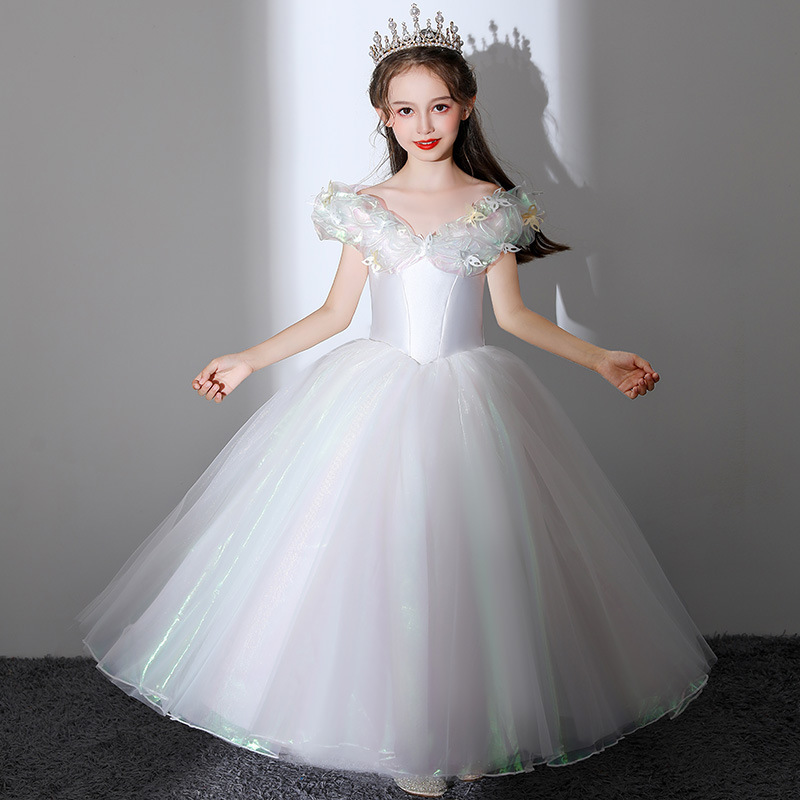 New Long Princess Cinderella wer Girl Dresses Off-the-shoulder or Length Ball Gown Blue Kids Pageant Gowns Christmas Design Custom Made