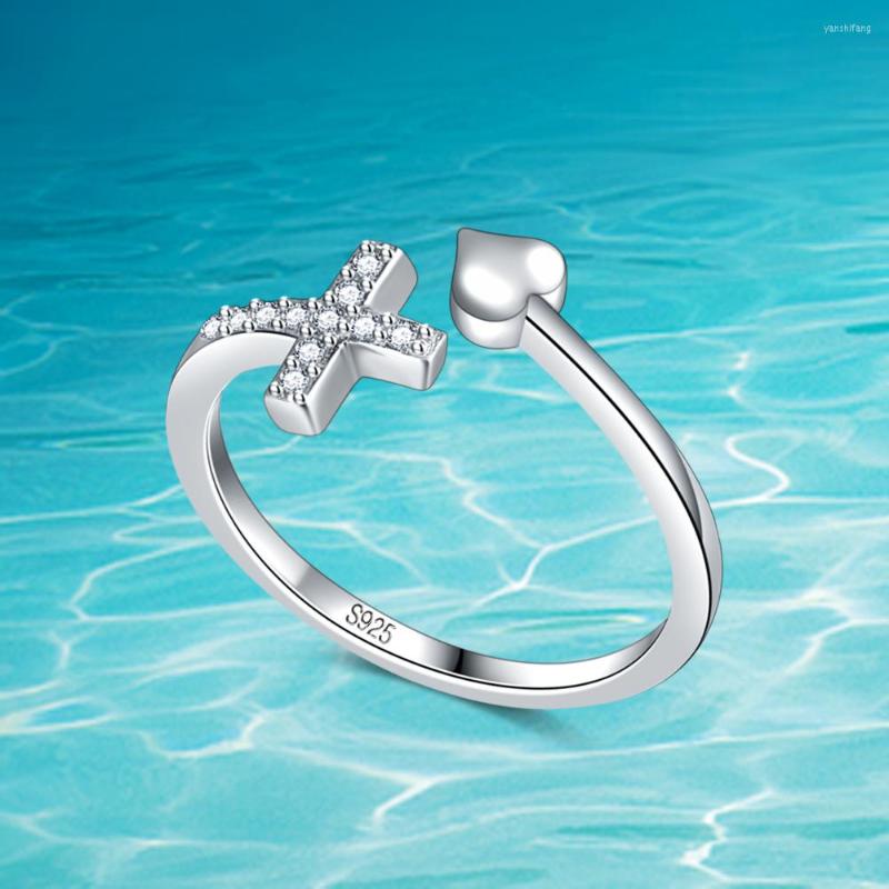 Cluster Rings Design Adjustable Cross Ring For Women 925 Sterling Silver Charm Heart Wedding Solid Jewelry Lady Gift
Cluster Rings Design Adjustable Cross Ring For Women 925 Sterling Silver Charm Heart Wedding Solid Jewelry Lady Gift