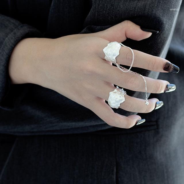 Cluster Rings Authentic S925 Sterling Silver Jewelry Irregular Texture Long Chain Ring Bohi Adjust C-J1257
Cluster Rings Authentic S925 Sterling Silver Jewelry Irregular Texture Long Chain Ring Bohi Adjust C-J1257