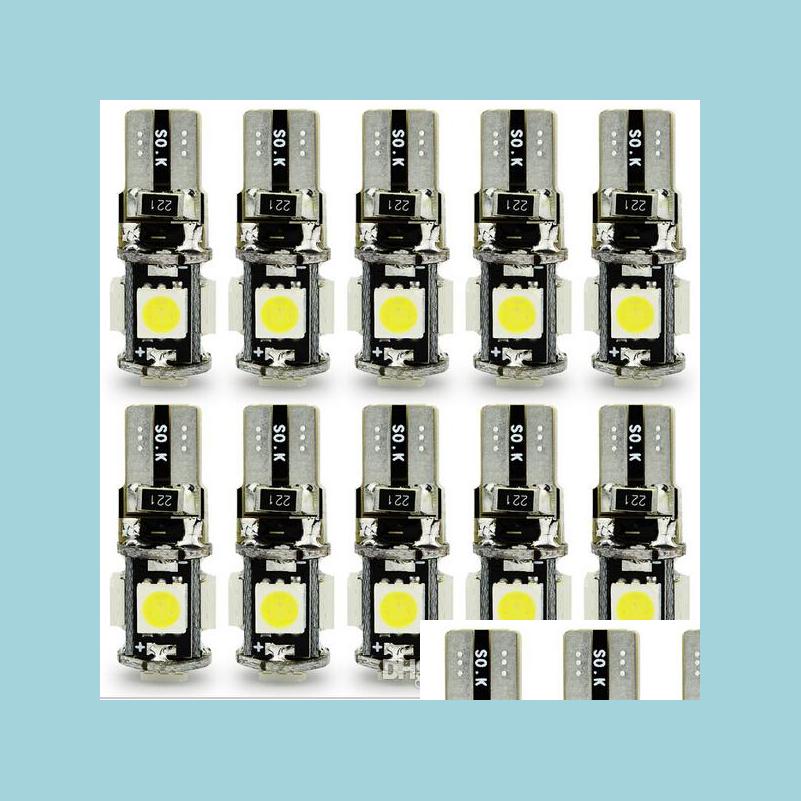 Car Bulbs 100Pcs T10 5Smd 5050 Led Canbus Error Car Lights W5W 194 Light Bbs White Blue Red Pink Green Wholesale Drop Delivery Mobil Dhdgf
Car Bulbs 100Pcs T10 5Smd 5050 Led Canbus Error Car Lights W5W 194 Light Bbs White Blue Red Pink Green Wholesale Drop Delivery Mobil Dhdgf