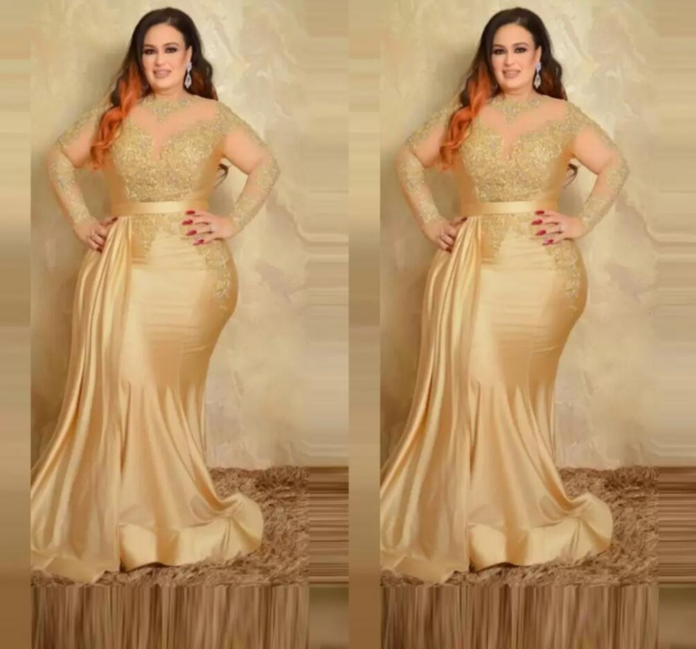 Plus Size Mother Of The Bride dresses With Long Sleeves Gold Lace High Neck mermaid Special Occasion evening Dress
Plus Size Mother Of The Bride dresses With Long Sleeves Gold Lace High Neck mermaid Special Occasion evening Dress