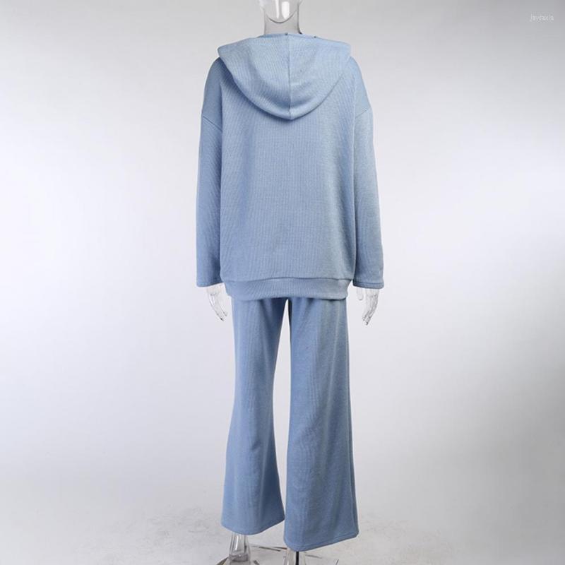 Women' Two Piece Pants 2Pcs/Set Ribbed Stretchy Coldproof Lady Autumn Winter Hooded Sweater Straight Wide Leg Set Top For Work, Black
Women' Two Piece Pants 2Pcs/Set Ribbed Stretchy Coldproof Lady Autumn Winter Hooded Sweater Straight Wide Leg Set Top For Work, Black