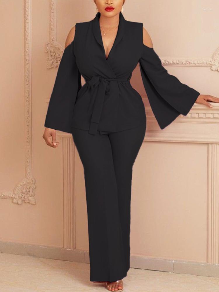 Women' Suits Set Woman 2 Pieces Blazer Cold Shoulder Cloak Sleeve Belt Jacket Pants Suit Elegant Spring Summer Party Professional Outfit, Black
Women' Suits Set Woman 2 Pieces Blazer Cold Shoulder Cloak Sleeve Belt Jacket Pants Suit Elegant Spring Summer Party Professional Outfit, Black