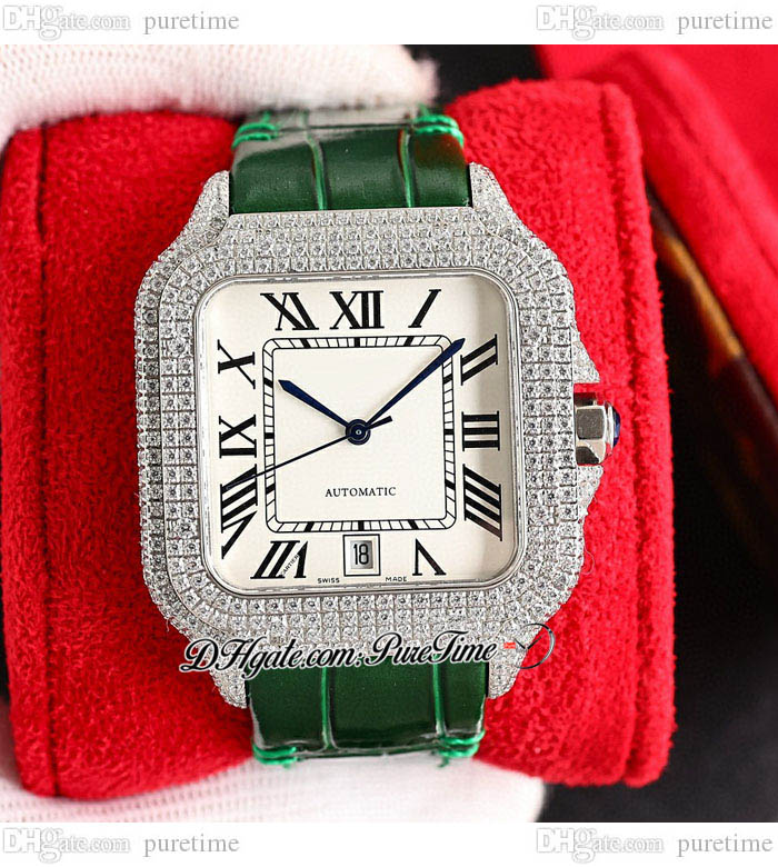 TWF TWWSSA0009 M8215 Paved Diamonds Automatic Mens Watch 40mm Miyota Fully Iced Out Diamond Case White Black Roman Dial Green Leather Super Edition Puretime B2
TWF TWWSSA0009 M8215 Paved Diamonds Automatic Mens Watch 40mm Miyota Fully Iced Out Diamond Case White Black Roman Dial Green Leather Super Edition Puretime B2