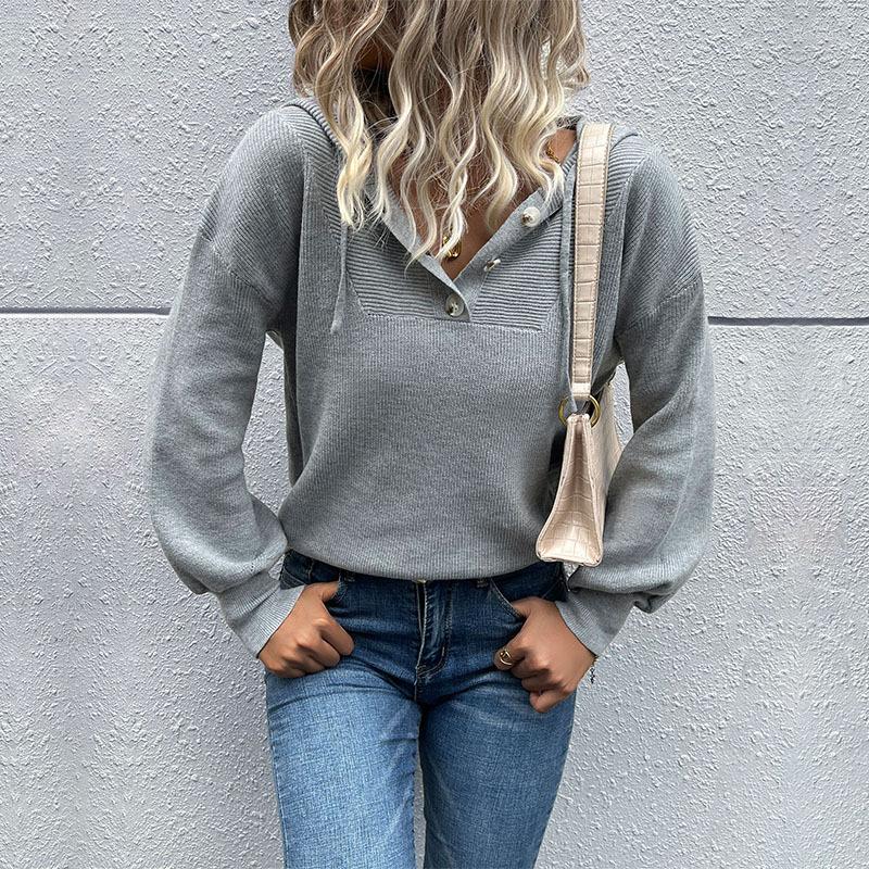 Women' Sweaters Women Hooded Knitted Autumn Winter Tie Collar Button Long Sleeve Knitwear Pullover Tops BFZY-8273, Light grey
Women' Sweaters Women Hooded Knitted Autumn Winter Tie Collar Button Long Sleeve Knitwear Pullover Tops BFZY-8273, Light grey